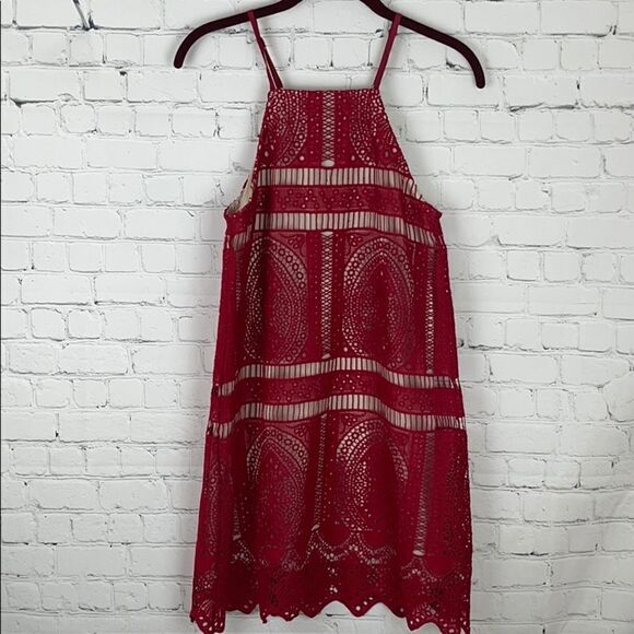 Francesca’s Red Crochet/Lace Dress - Picture 1 of 4